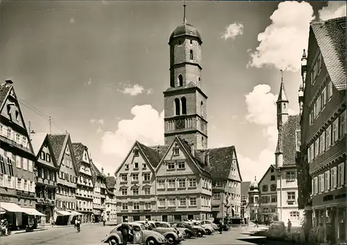 Ansichtskarte Biberach an der Riß Marktplatz VW Käfer Beetle 1963