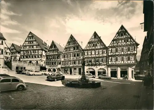 Ansichtskarte Herrenberg Marktplatz VW Käfer 1962