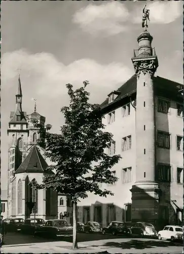 Ansichtskarte Stuttgart Stiftskirche, Straße, VW Käfer Beetle 1960