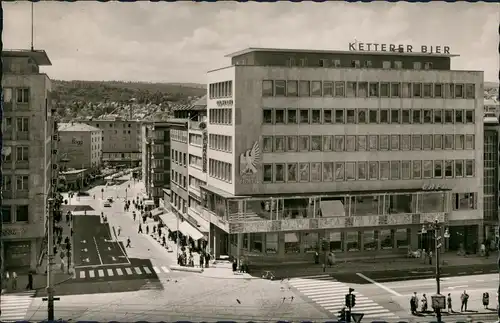 Ansichtskarte Pforzheim Leopoldstrasse Ketterer Bier 1958