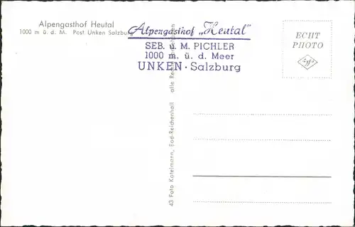 Ansichtskarte Unken (Salzburg) Gasthof Heutal 1962