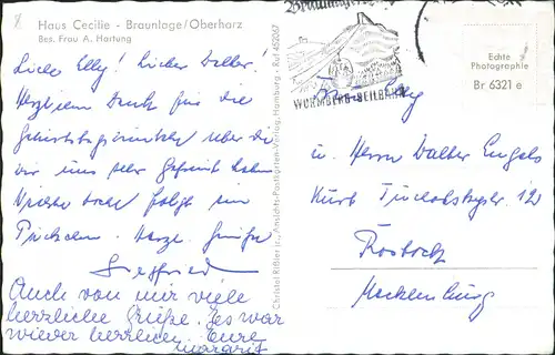 Ansichtskarte Braunlage Haus Cecilie 1964