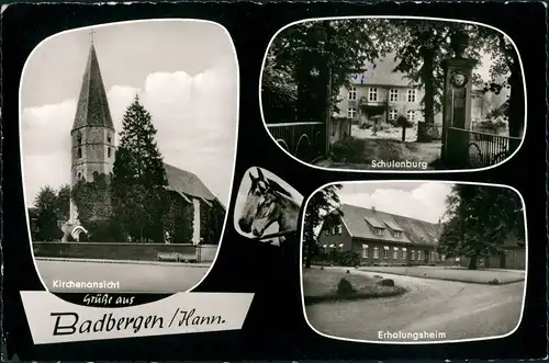Ansichtskarte Badbergen Kirche, Erholungsheim 1964