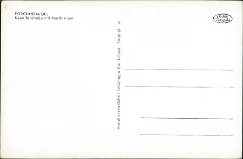 Ansichtskarte Forchheim (Oberfranken) Kapellenstraße mit Martinsturm 1954