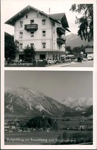 Ansichtskarte Ruhpolding Cafe Chiemgau, Stadt 2 Bild 1953 Privatfoto