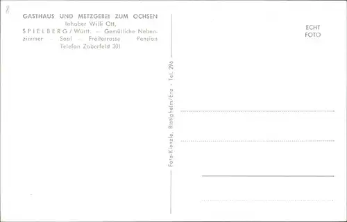 Ansichtskarte Spielberg-Karlsbad GASTHAUS UND METZGEREI ZUM OCHSEN 1964
