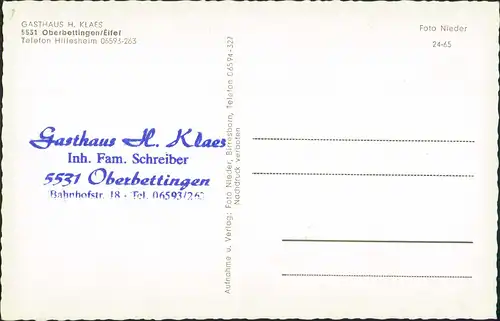 Ansichtskarte Oberbettingen GASTHAUS H. KLAES - Gaststube 1965