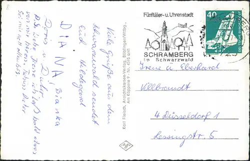 Ansichtskarte Waldmössingen-Schramberg 3 Bild: Totale, Dorfstrasse 1977