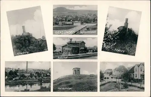 Ansichtskarte Gensungen-Felsberg (Hessen) Bahnhof, Fabrik, Straßen 1950
