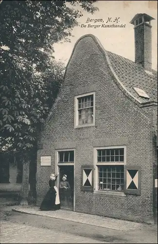 Postkaart Bergen (N.H. Nordholland) Frauen vor dem Berger Kunsthandel 1913