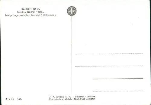 Kaltern an der Weinstraße Caldaro sulla Strada del Vino Pension Garni 1964