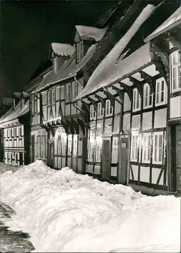 Ansichtskarte Oker-Goslar Peterstraße - Winternacht 1962
