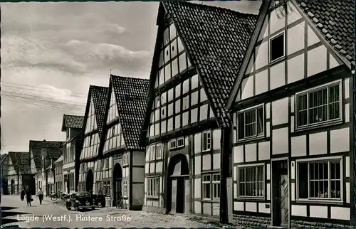 Ansichtskarte Lügde (Westfalen) Hintere Straße VW Käfer Beetle 1960