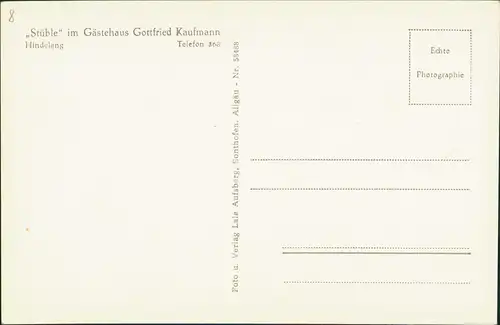 Bad Hindelang „Stüble“ im Gästehaus Gottfried Kaufmann 1954