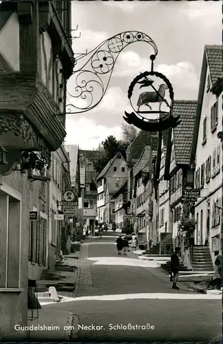 Gundelsheim Württemberg Schloßstrasse Eis-Geschäft, Friseur-Geschäft uvm. 1960