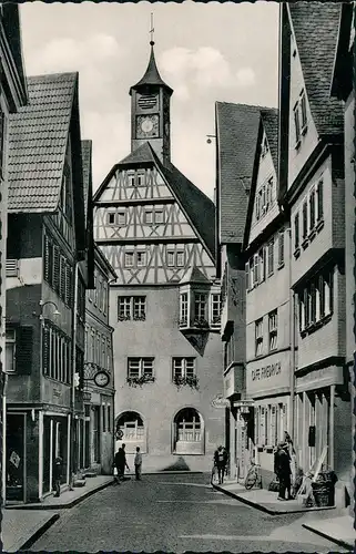 Öhringen Marktstraße mit Rathaus, Café Friedrich, Personen, Geschäfte 1955