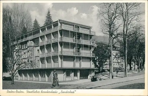 Baden-Baden Straßen Partie am Staatl. Krankenhaus "Landesbad" 1956