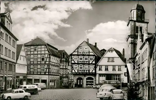 Lauterbach (Hessen) Marktplatz, Vogelsberg, Auto Autos, Geschäfte 1960