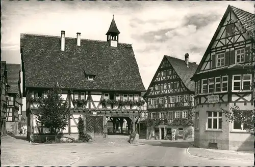 Strümpfelbach (Remstal) Rathaus Partie, Weinort, Fachwerk-Bauten 1960