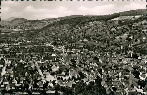 Laudenbach (Bergstraße) Luftbild Überflug des Dorfes, Luftaufnahme,  1959