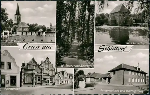 Schüttorf Mehrbild-AK Wassermühle, Freibad, Kindergarten uvm. 1961