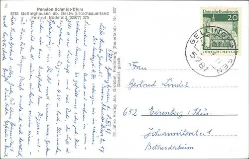 Gellinghausen-Schmallenberg Pension Schmidt-Diers, Außen- & Innen 1969