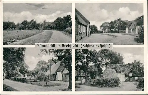 Sönnebüll Mehrbild-AK mit Geschäftshaus Johs. Asmussen, Haus, Strassen 1969