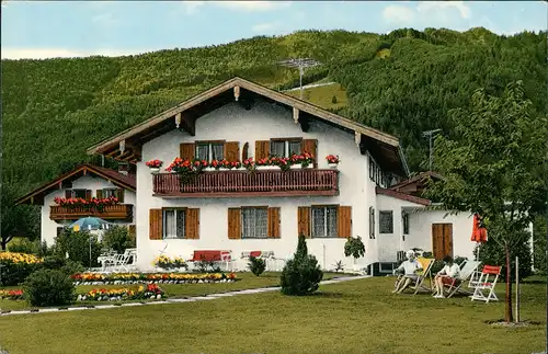 Unterwössen Gasthof Unterkunft Haus THERES, Personen im Liegestuhl 1972