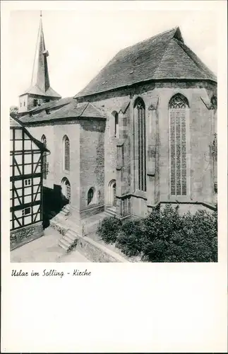 Ansichtskarte Uslar Partie an der Kirche, Church 1960