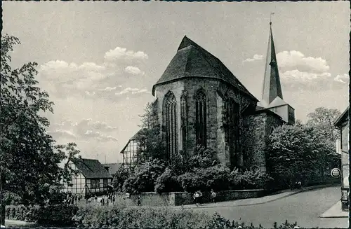 Ansichtskarte Uslar Strassen Partie a.d. Kirche (Church, Eglise) 1955