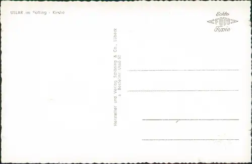 Ansichtskarte Uslar Strassen Partie a.d. Kirche (Church, Eglise) 1955