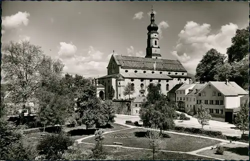 Deggendorf Partie a.d. Kirche, Stadtpfarrkirche, Grünanlagen 1965