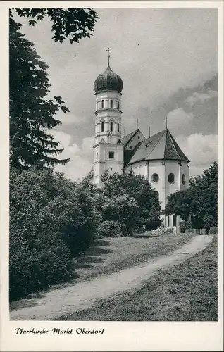 Ansichtskarte Marktoberdorf Kirchen Ansicht Partie a.d. Pfarrkirche 1955