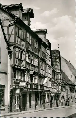 Ansichtskarte Ochsenfurt Brückenstraße - Geschäfte 1964