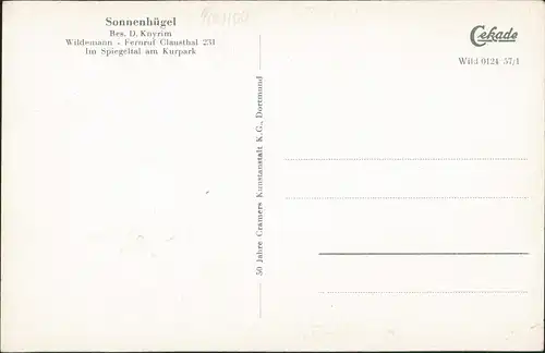 Wildemann (Innerstetal) Gasthaus und Hotel Sonnenhühel innen 1957