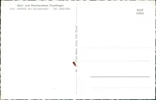 Ansichtskarte Hagen-Sprakensehl Gast- und Pensionshaus Fromhagen 1962