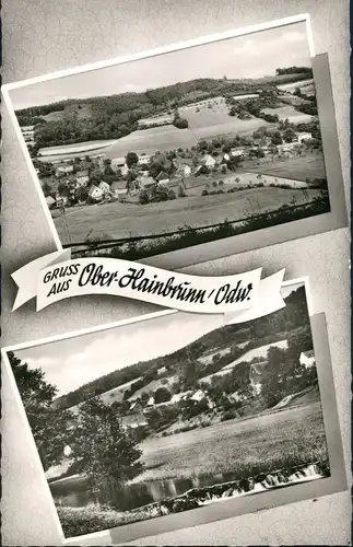 Ansichtskarte Ober-Hainbrunn 2x mit Odenwald Panorama, Mehrbild-Gruss-AK 1961