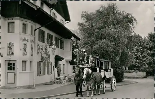 Garmisch-Partenkirchen Gasthof POSTILLON, Pferde Kutsche Fuhrwerk 1970