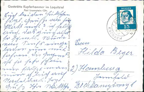 Lauenstein-Ludwigsstadt Gaststätte Kupferhammer Loquitztal Oberfranken Ofr. 1960