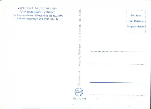 Ansichtskarte Göttingen Die Junkernschenke Erbaut Mitte des 16. Jahrh. 1965