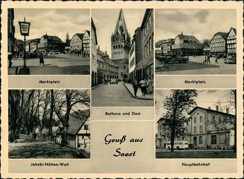 Ansichtskarte Soest Markt, Hauptstraße, Jakobi Nötten Wall 1957