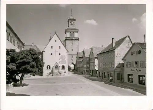Ansichtskarte Neuenstadt am Kocher Platz Geschäfte 1962