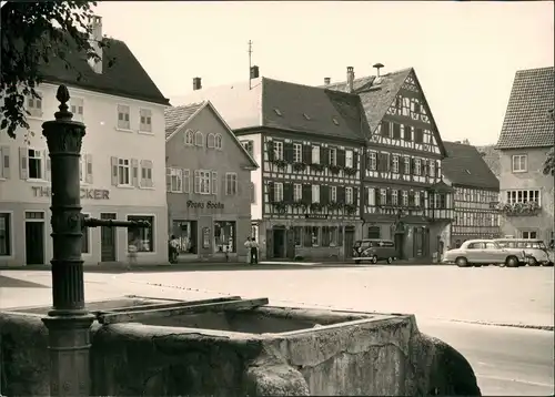 Ansichtskarte Neuenstadt am Kocher Marktplatz, VW Bulli . Geschäfte 1962