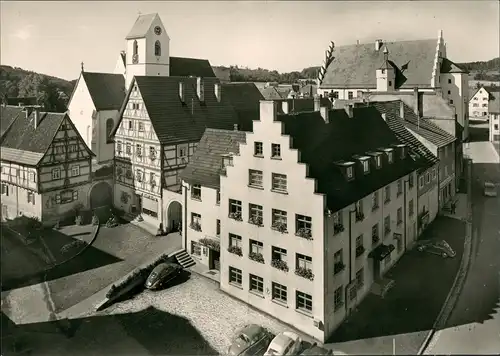 Trochtelfingen Rathausplatz und Hauptstraße Vogelschau-Perspektive 1960