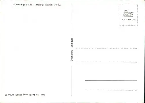Ansichtskarte Nürtingen Marktplatz mit Rathaus, Brunnen, Auto 1960