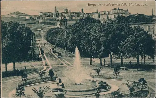 Cartoline Bergamo Viale Roma Dalla Stazione F.S. 1912