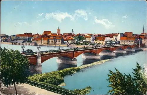 Ansichtskarte Frankfurt (Oder) Oderbrücke - Stadt 1914