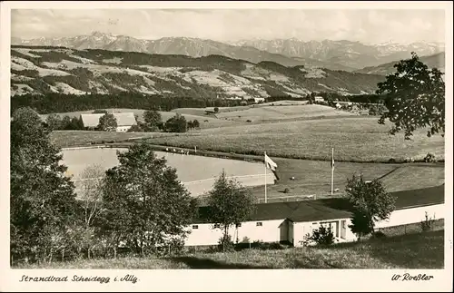 Ansichtskarte Scheidegg Blick auf das Schwimmbad 1955