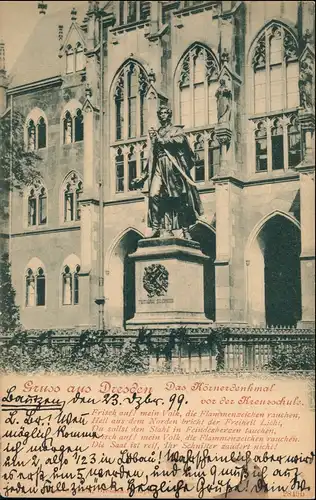 Ansichtskarte Innere Altstadt-Dresden Kreuzschule - Körnerdenkmal# 1899