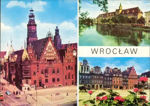 Postcard Breslau Wrocław 3 Bild: Rathaus, Ring 1978/1971